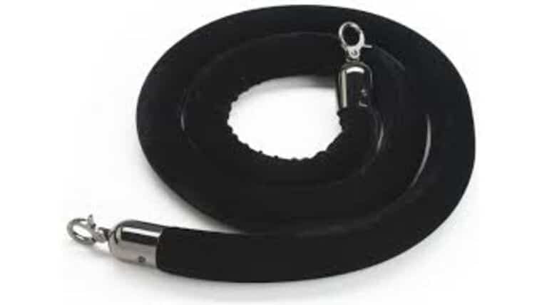 6.5′ Black Polyester Velour Stanchion Rope w/Chrome Snap Hook End | Rental 6.5′ Black Polyester Velour Stanchion Rope w/Chrome Snap Hook End | Rental