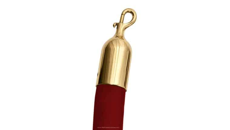8′ Maroon Polyester Velour Stanchion Rope w/Polished Brass Snap Hook End | Rental 8′ Maroon Polyester Velour Stanchion Rope w/Polished Brass Snap Hook End | Rental