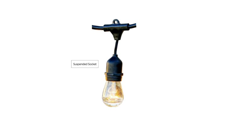 6′ Black Single C9 Pendant Light Socket On A String w/o Bulb | Rental 6′ Black Single C9 Pendant Light Socket On A String w/o Bulb | Rental
