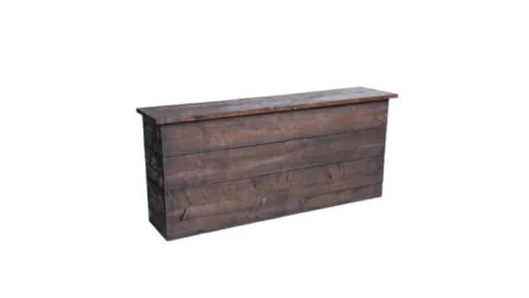 6' Dark Rustic Wood Bar | Rental