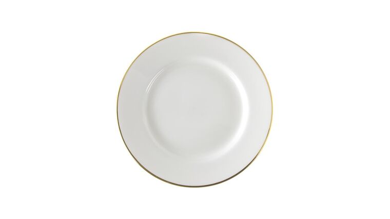 White/Gold Single Line Lunch Plate – 9.12″ | Rental