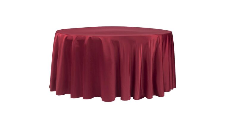 Lamour Satin 120″ Round Tablecloth – Apple Red | Rental Lamour Satin 120″ Round Tablecloth – Apple Red | Rental