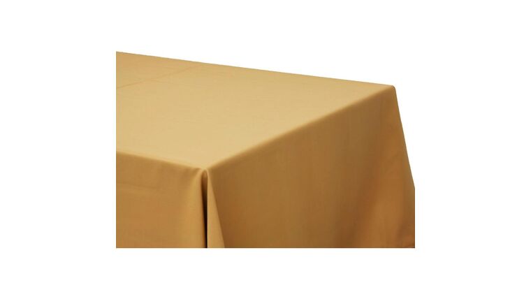 Polyester | 90″ x 132″ Gold Polyester Tablecloth | Rental