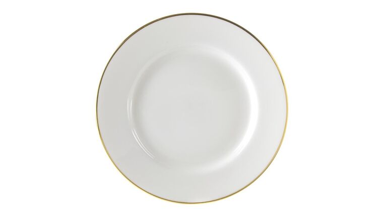 White/Gold Single Line Charger Plate | Rental