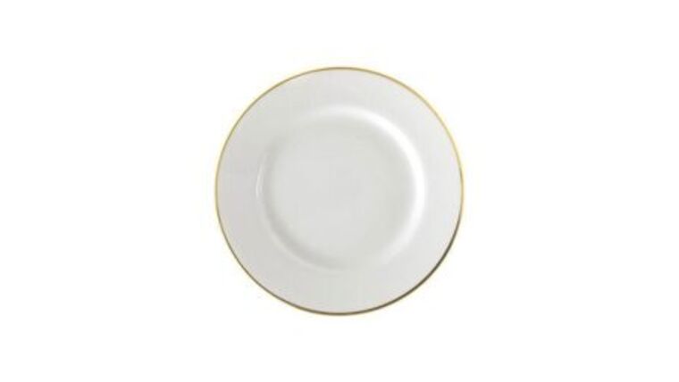 White/Gold Single Line Salad/Dessert Plate – 7.75″ | Rental