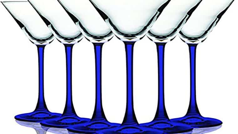 Martini Glass – Cobalt Blue Accent Stem 10 oz Martini/Cocktail Wine Glasses – Set of 6 by TableTop King – Additional Vibrant Colors Available | Rental Martini Glass – Cobalt Blue Accent Stem 10 oz Martini/Cocktail Wine Glasses – Set of 6 by TableTop King – Additional Vibrant Colors Available | Rental