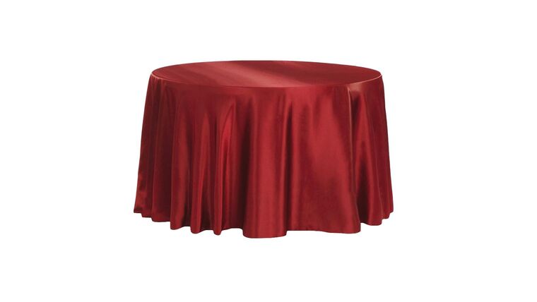 Satin 120″ Round Tablecloth – Burgundy | Rental Satin 120″ Round Tablecloth – Burgundy | Rental