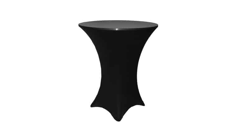 Spandex | Black | 30″ Round x 42″H Cocktail Tablecloth | Rental