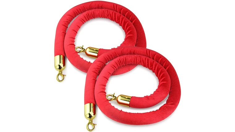5′ Red Velour Stanchion Rope w/Gold Ends | Rental 5′ Red Velour Stanchion Rope w/Gold Ends | Rental