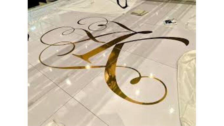 3’x3′ Gloss Vinyl Mono Gram Sticker Dance Floor Piece | Rental 3’x3′ Gloss Vinyl Mono Gram Sticker Dance Floor Piece | Rental