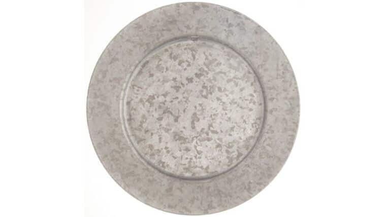 Grey Galvanized Metal Charger Plate | Rental