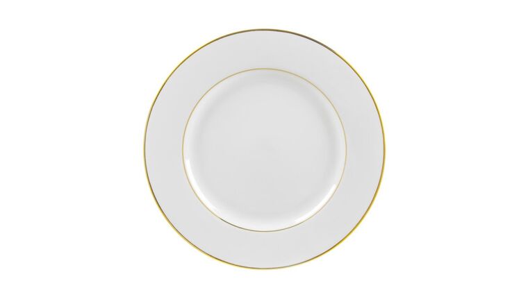 White/Gold Double Line Dinner Plate – 10.75″ | Rental White/Gold Double Line Dinner Plate – 10.75″ | Rental