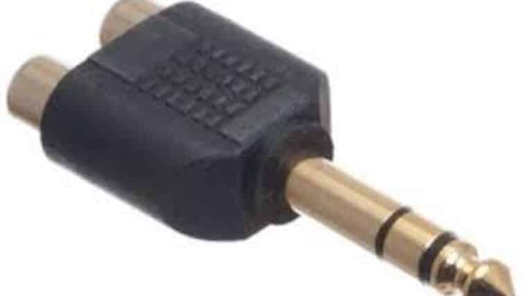 Adapter – 1/4″ (Male) Plug to Dual RCA (Female) Stereo Adapter | Rental