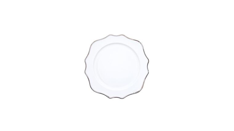 White/Platinum Trieste Dinner Plate | Rental