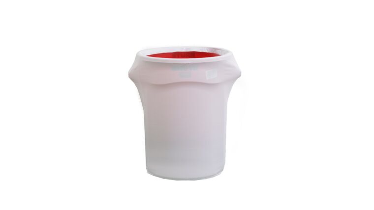 41-50 Gallons White Stretch Spandex Round Trash Bin Container Cover | Rental