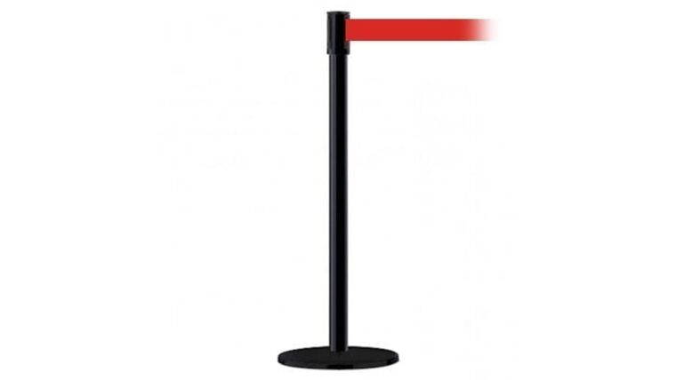 7.5′ Black Retractable Stanchion Pole w/Red Belt Kit | Rental