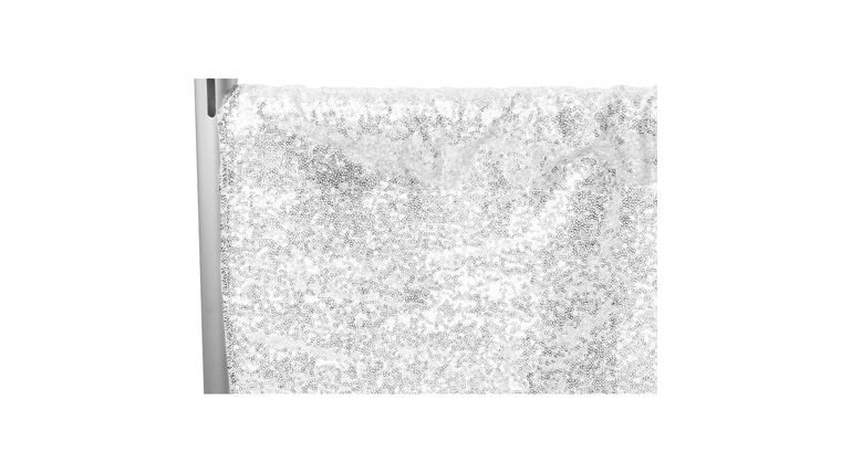 Drapery – Sequin Curtain Backdrop Kit – 8′ x 8′ White | Rental