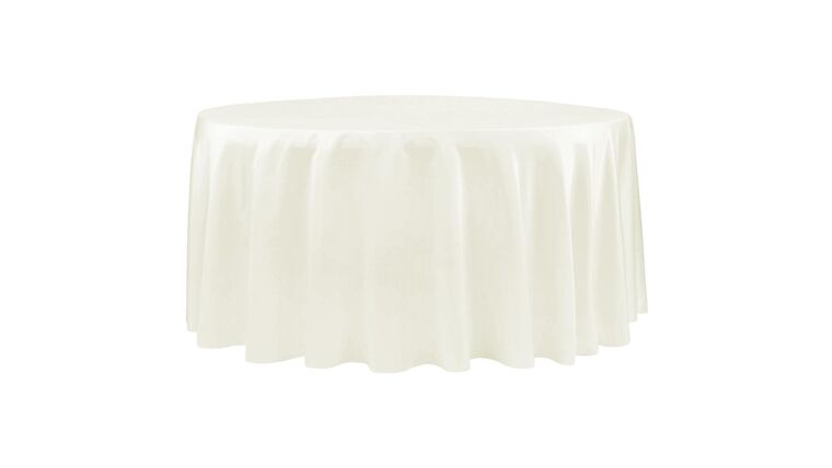 Lamour Satin 120″ Round Tablecloth – Ivory | Rental