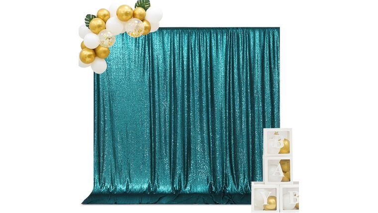 Drapery – 8′ x 8′ Sequin Curtain Backdrop – Teal | Rental