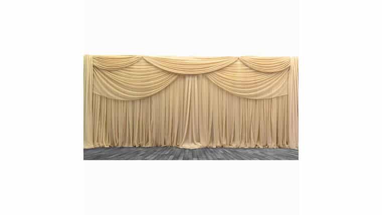Drapery – Package – Double Valance 2 Panel Backdrop – 8′ – 20′ | Rental