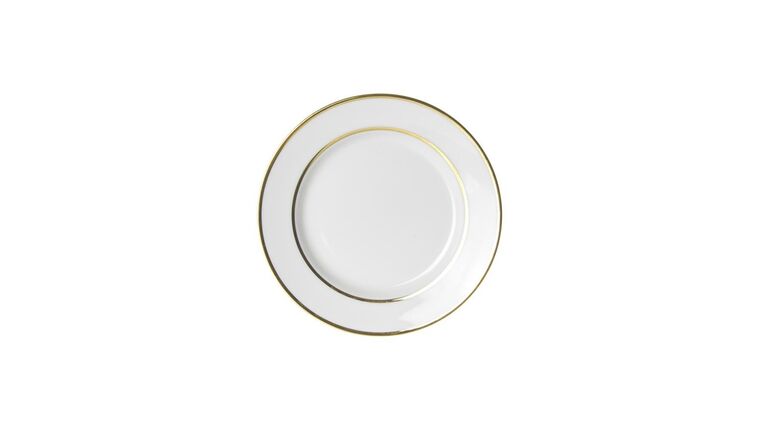 White/Gold Double Line B&B Plate – 6.75″ | Rental White/Gold Double Line B&B Plate – 6.75″ | Rental