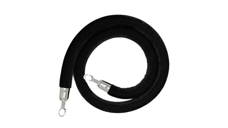 8′ Black Velour Stanchion Rope w/Chrome Ends | Rental 8′ Black Velour Stanchion Rope w/Chrome Ends | Rental
