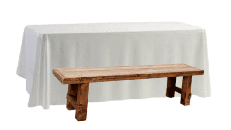 Package – 1 (8′) Banquet Table With 2  Honey Brown Long Benches Package | Rental