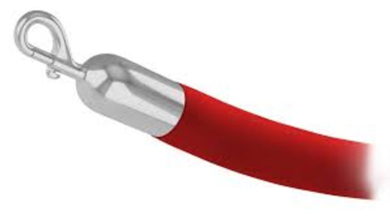 8′ Red Velour Stanchion Rope With Satin Chrome Snap Clasp | Rental 8′ Red Velour Stanchion Rope With Satin Chrome Snap Clasp | Rental