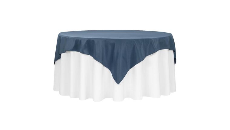 Polyester | 72" Navy Blue Square Polyester Overlay/Tablecloth | Rental