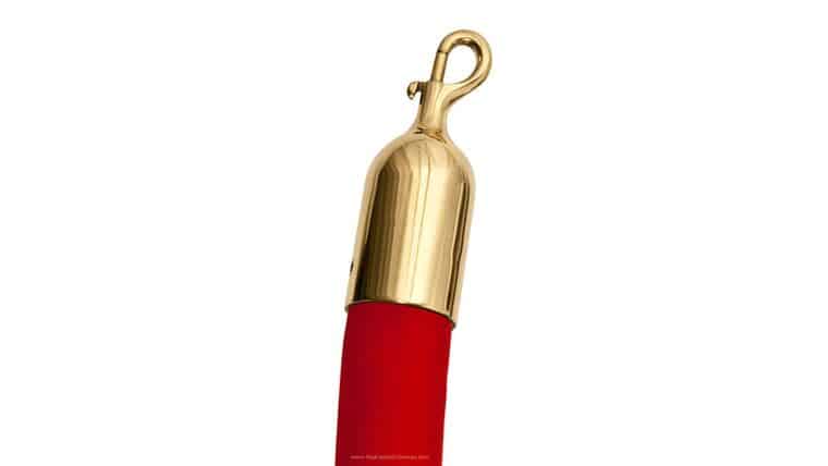 8′ Red Velour Stanchion Rope With Polished Brass Snap Clasp | Rental 8′ Red Velour Stanchion Rope With Polished Brass Snap Clasp | Rental