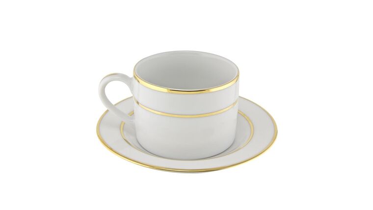 White/Gold Double Line Saucer | Rental White/Gold Double Line Saucer | Rental