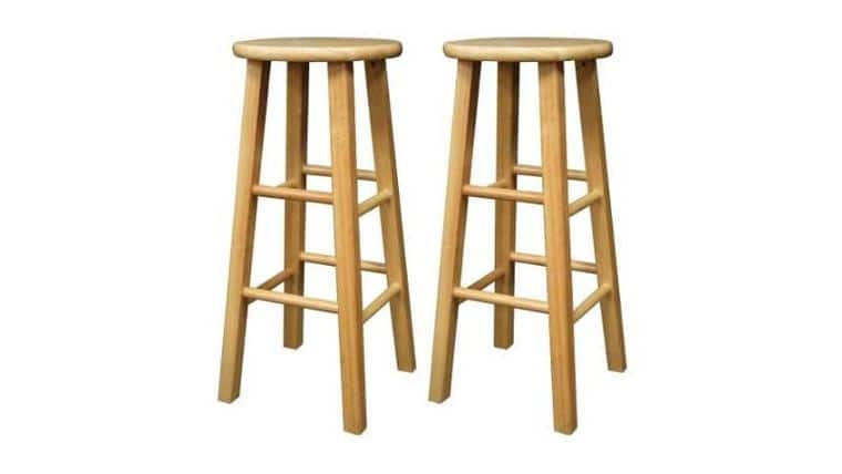 29" Natural Wood Square Leg Barstool | Rental