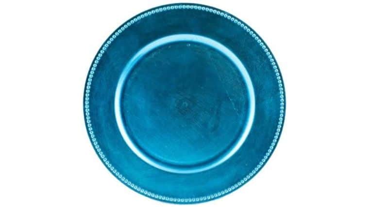 Beaded Charger Plate – Aqua Blue | Rental
