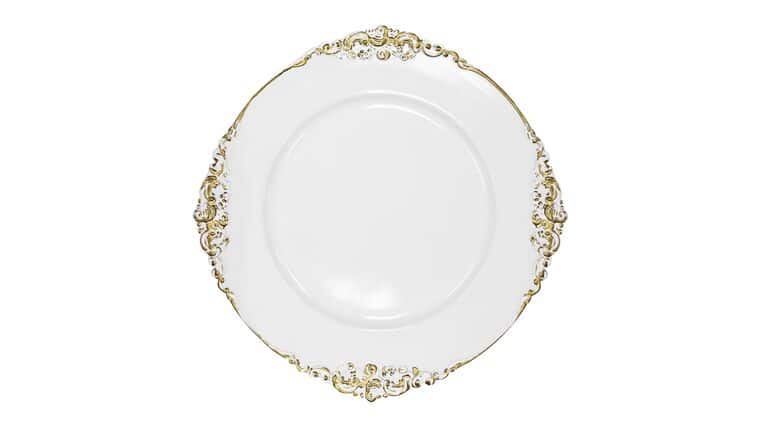 Charger Plate | Vintage | White/Gold | Rental Charger Plate | Vintage | White/Gold | Rental