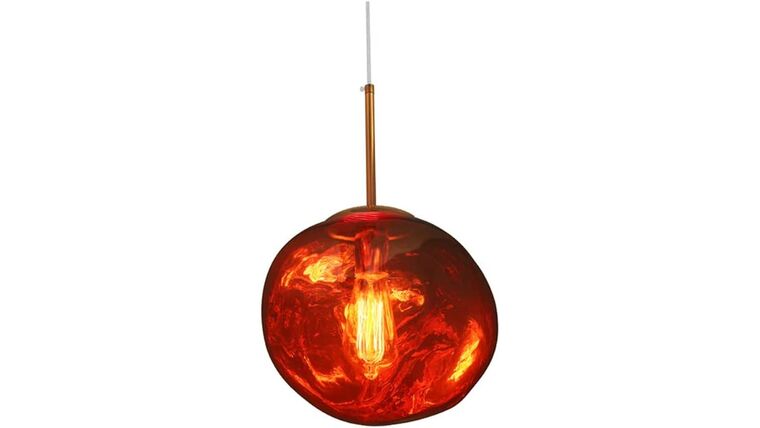 Modern Pendant Light Creative Single Light 12″ Hanging Lamp with Melt Glass Shade – Red | Rental