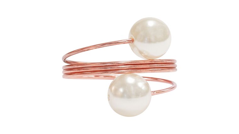 Spiral Faux Pearl Napkin Ring – Blush/Rose Gold | Rental Spiral Faux Pearl Napkin Ring – Blush/Rose Gold | Rental