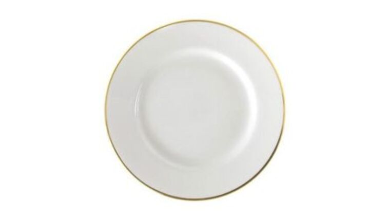 White/Gold Single Line Dinner Plate – 10.75″ | Rental White/Gold Single Line Dinner Plate – 10.75″ | Rental