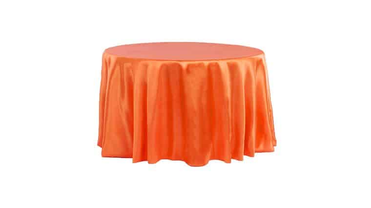 Satin 120″ Round Tablecloth – Orange | Rental