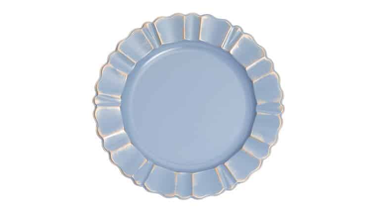 Waved Scalloped Acrylic Charger Plate - Dusty Blue & Gold | Rental