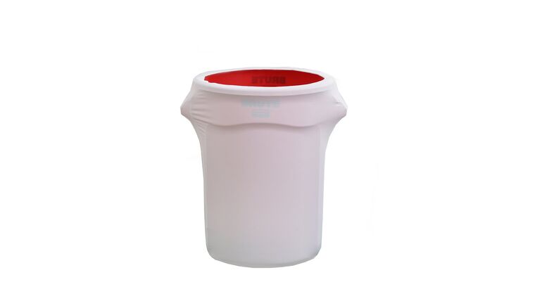 24-40 Gallons White Stretch Spandex Round Trash Bin Container Cover | Rental