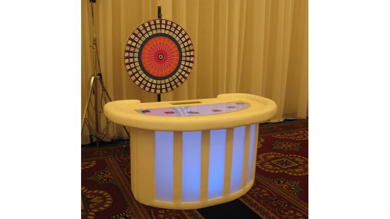 Money Wheel – Illuminated LED White Casino Money Wheel Game Table Kit | Rental Money Wheel – Illuminated LED White Casino Money Wheel Game Table Kit | Rental
