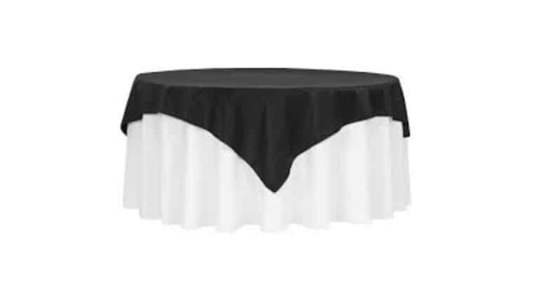 Polyester | Black | 54" Square Overlay/Tablecloth | Rental
