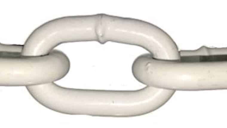 5′ Powder Coated Metal Stanchion Chain – White | Rental