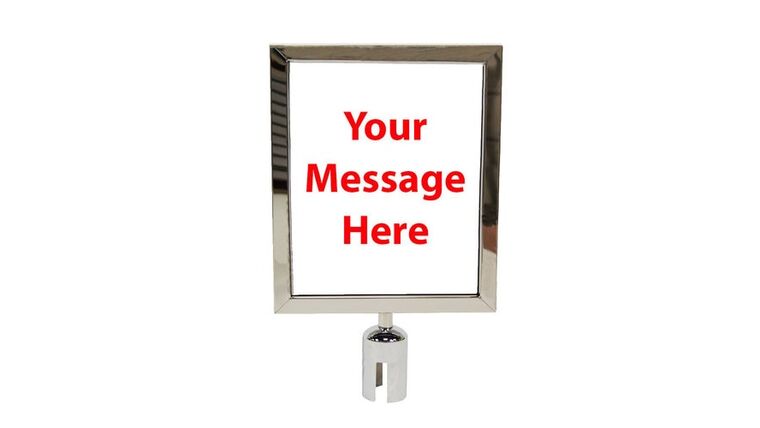 Part – 8″ x 11.5″ Chrome Retractable Metal Stanchion Vertical Sign Holder | Rental