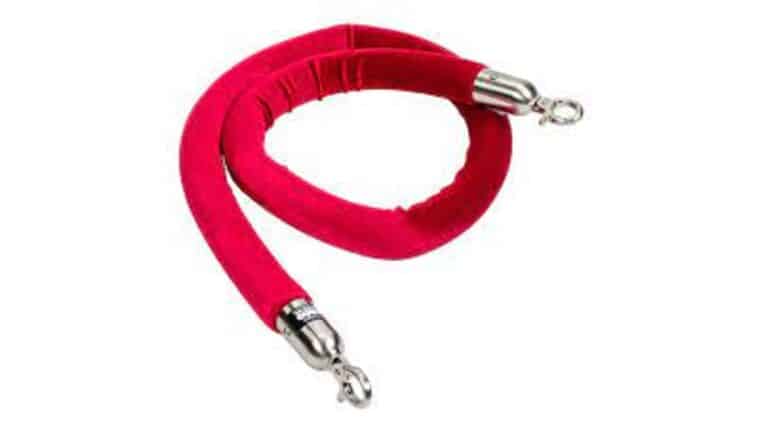 5′ x 1.5” Red Velour Stanchion Rope w/Chrome Snap Clasp | Rental 5′ x 1.5” Red Velour Stanchion Rope w/Chrome Snap Clasp | Rental