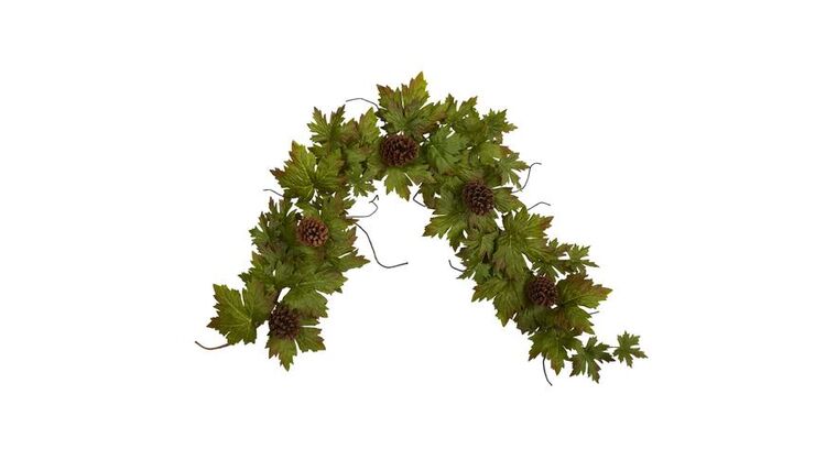 5′ Fall Maple Leaf with Pine Cones Artificial Garland | Rental