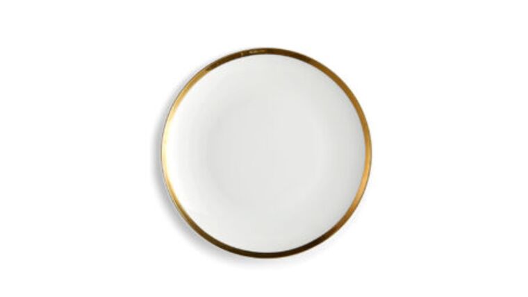 Iris Coupe Salad Plate – White/Gold Rim | Rental