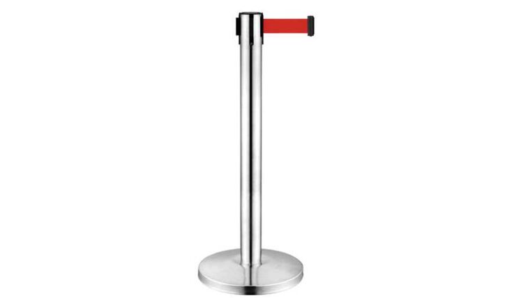 Chrome Stanchion Pole w/Red Retractable Belt Kit | Rental