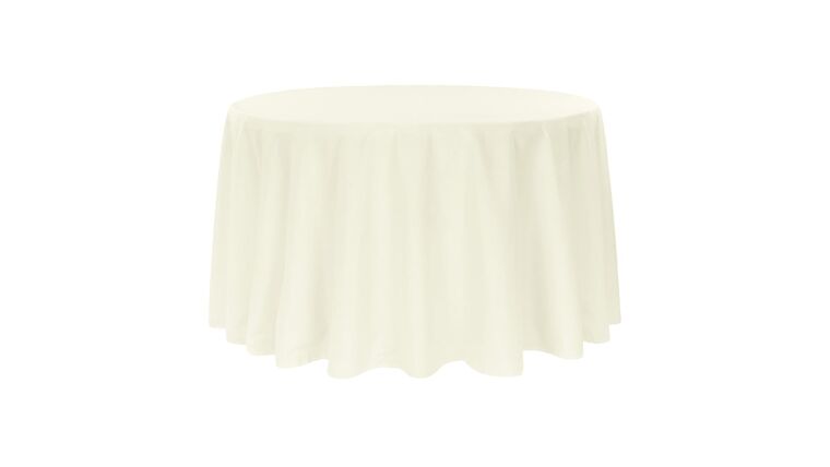 Polyester 108″ Round Tablecloth – Light Ivory/Off White | Rental