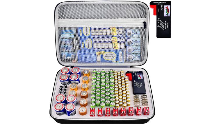 Battery Organizer, Batteries Storage Case with Tester, Containers Box Holder Bag fits for AA AAA AAAA 9V C D Lithium 3V(Not Includes Batteries) | Rental Battery Organizer, Batteries Storage Case with Tester, Containers Box Holder Bag fits for AA AAA AAAA 9V C D Lithium 3V(Not Includes Batteries) | Rental